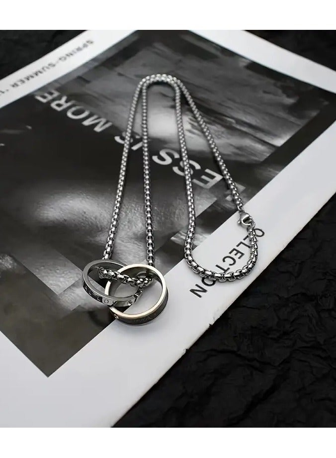 Goolsky قلادة بندانة مزدوجة من الفولاذ التيتانيوم 1 قطعة، قلادة بندانة بسيطة عصرية للرجال تتناسب مع جميع الأزياء، - Image 3