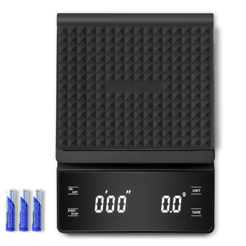 WISHSOM Coffee Scale with Timer, 3kg/0.1g High Precision Espresso Scale, Digital Kitchen Scale for Espresso and Pour-Over Coffee (Batteries Included) - Image 1