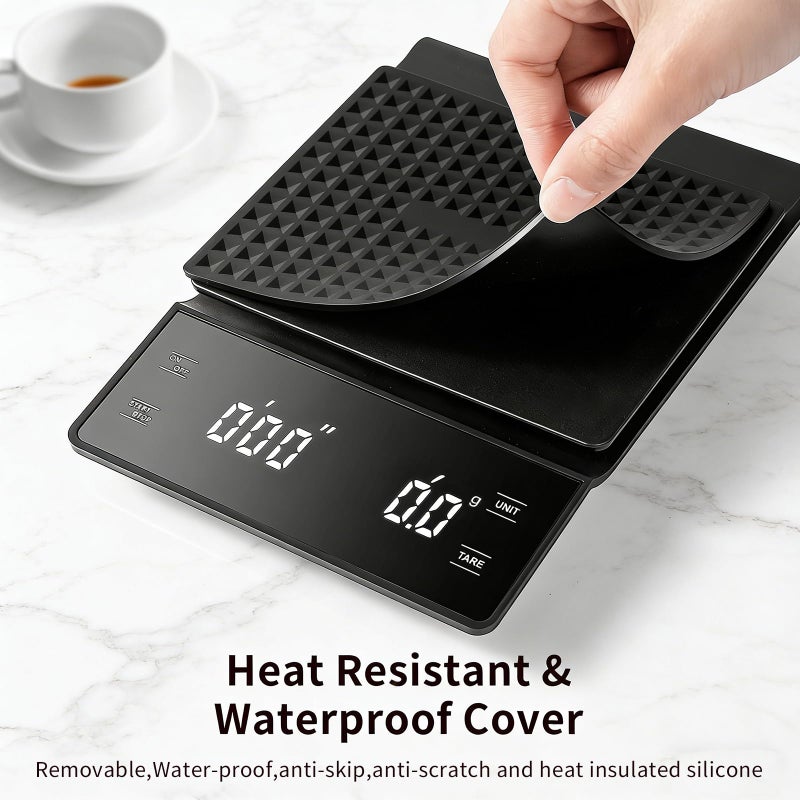 WISHSOM Coffee Scale with Timer, 3kg/0.1g High Precision Espresso Scale, Digital Kitchen Scale for Espresso and Pour-Over Coffee (Batteries Included) - Image 4