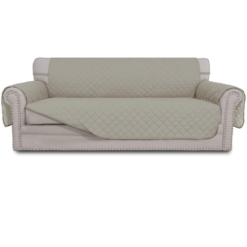 Easy-Going EasyGoing Reversible Couch Cover for 3 Cushion Couch Sofa Cover for Dogs Water Resistant Furniture Protector Cover with Foam Sticks Elastic Straps for Pet Cat Sofa BeigeBeige 