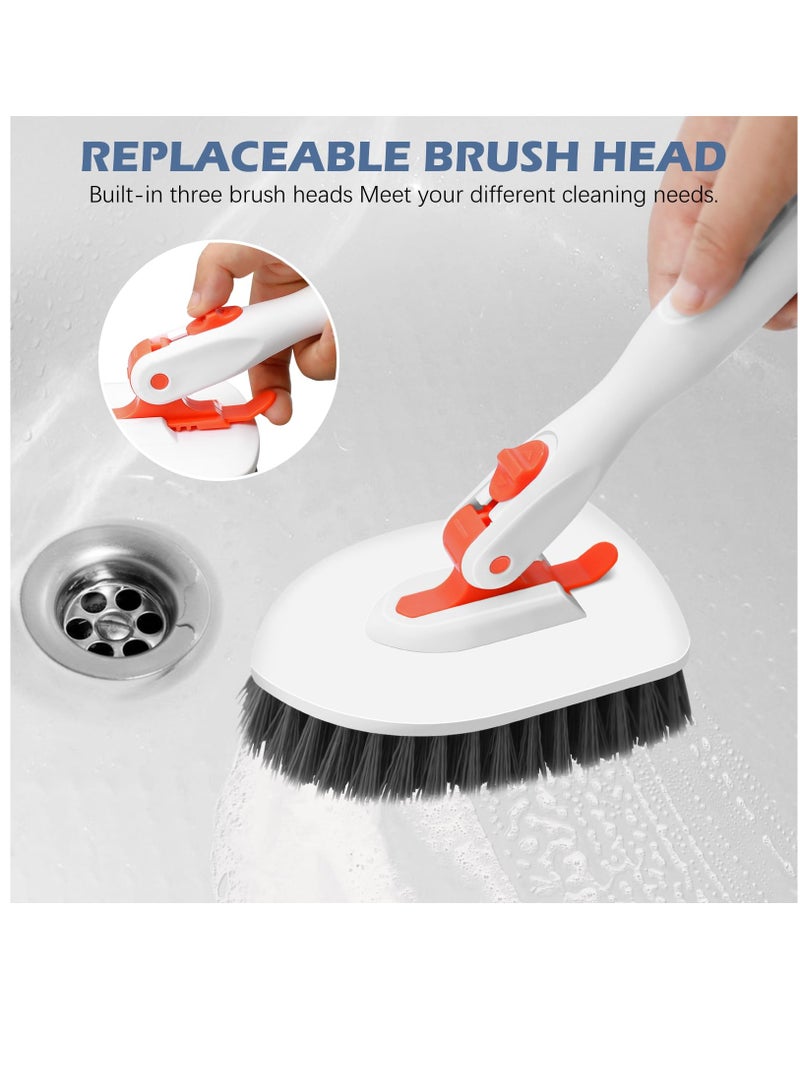 Excefore Floor Scrub Brush, 3-In-1 Tile Tub Floor Scrubber with 52-inch Adjustable Long Handle Shower Cleaner Brush and 3 Detachable Replacement Brush Heads for Cleaning Bathroom Kitchen Walls Tub Tile  - Image 4