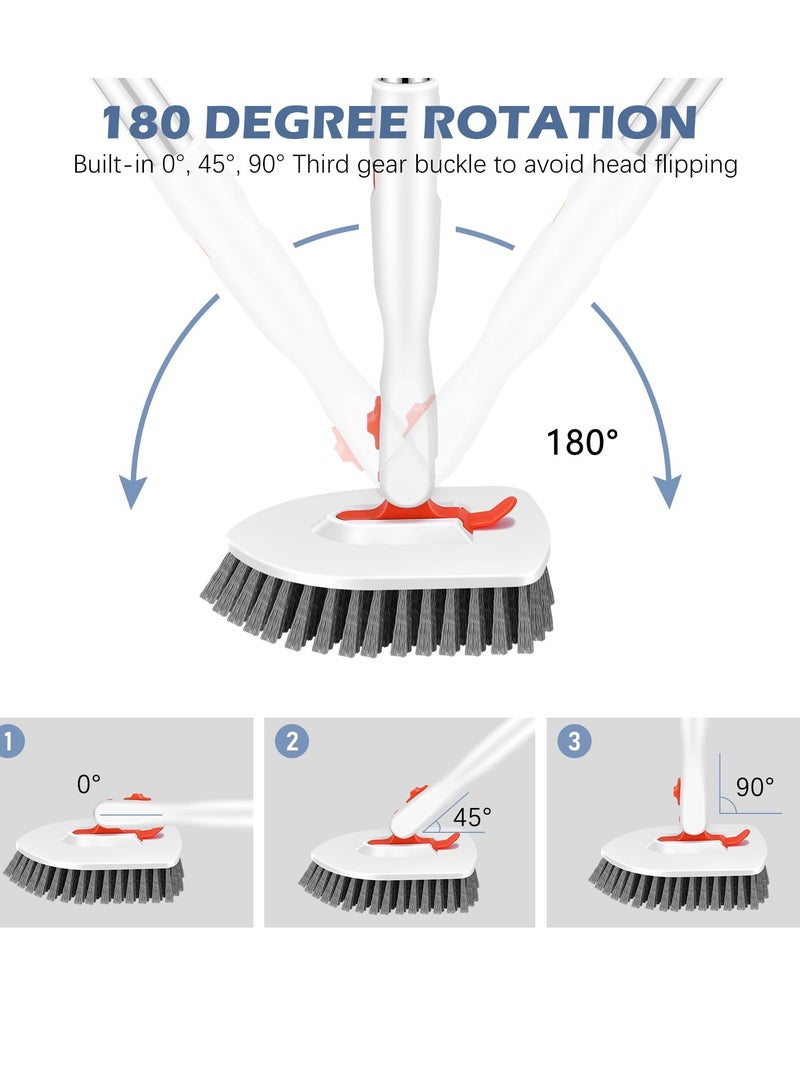 Excefore Floor Scrub Brush, 3-In-1 Tile Tub Floor Scrubber with 52-inch Adjustable Long Handle Shower Cleaner Brush and 3 Detachable Replacement Brush Heads for Cleaning Bathroom Kitchen Walls Tub Tile  - Image 3