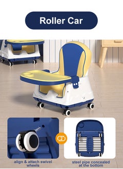 Perfii Baby High Chair for Toddlers Baby Feeding Chair with Tray Children's Dining Table Removable Toddler Chair with Wheels  - Image 4