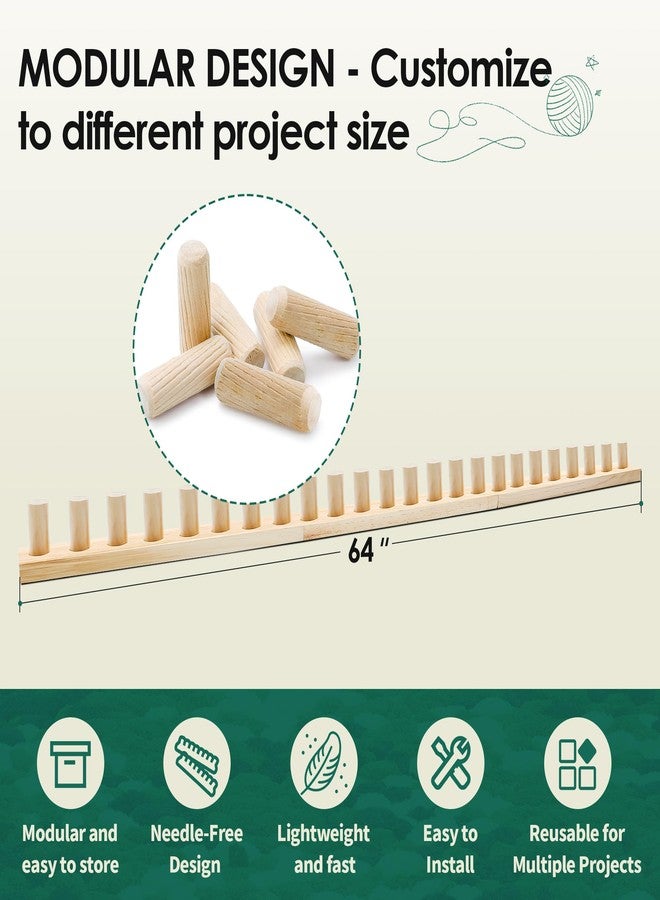 Zlshmoee 64" Chunky Knitting Loom Kit for DIY Blankets | Adjustable Wooden Frame & No-Needle Hand Knitting | Beginner-Friendly Craft Gift for Home Decor, Stress Relief & Relaxing Hobby - Image 2