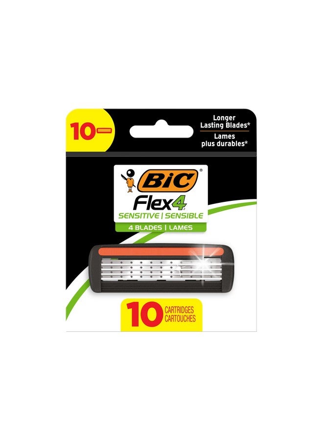 بيك فليكس 4 خراطيش الحلاقة القابلة لإعادة الملء للرجال طويلة الأمد 4 رؤوس حلاقة للبشرة الحساسة 10 خراطيش إعادة التعبئة - Image 1