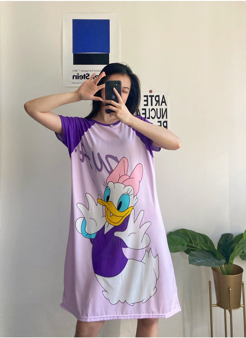 Generic Cartoon Print Nightdress Purple  - Image 1
