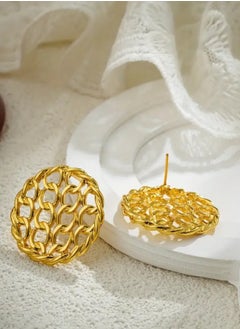 sixtyfour Elegant Stainless Steel Gold Plated Earrings For Women  - Image 1