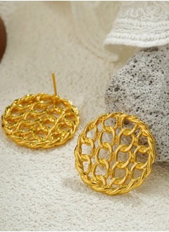 sixtyfour Elegant Stainless Steel Gold Plated Earrings For Women  - Image 2