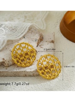 sixtyfour Elegant Stainless Steel Gold Plated Earrings For Women  - Image 3