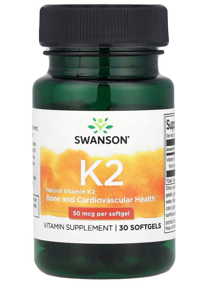 SWANSON Natural Vitamin K2 50 mcg 30 Softgels