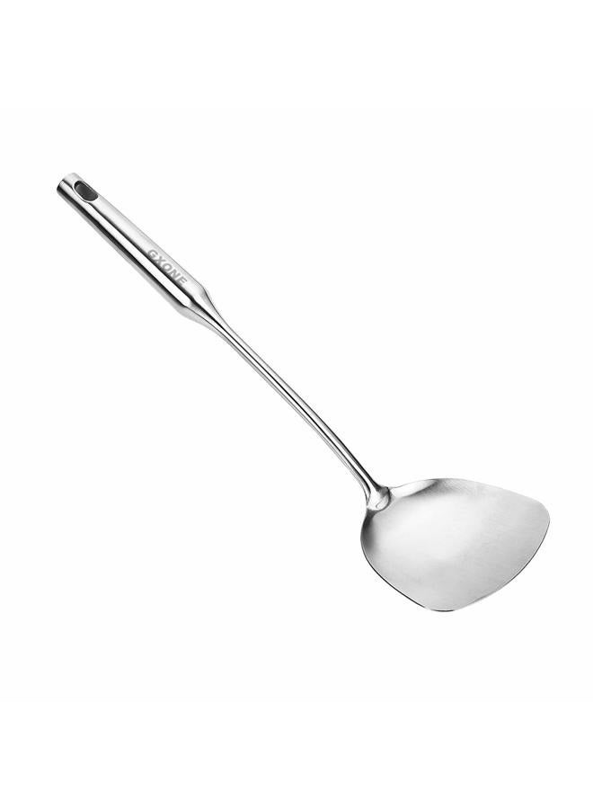 GXONE Wok Spatula stainless steel, Wide Spatula Turner with Hollow Long Heat Resistant Handle Wok Utensils,Silver/14.7Inch - Image 1