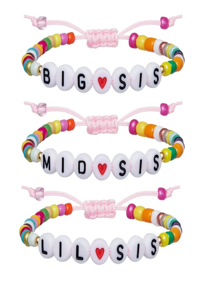 omodofo Matching Heart Bracelet set for 2,3 Big Sis Little Sis Sisters Handmade Braid Adjustable Bracelet Set BFF Friends Bracelet Set Gift for Sisters, Large, natural-fiber, no gemstone - Image 1