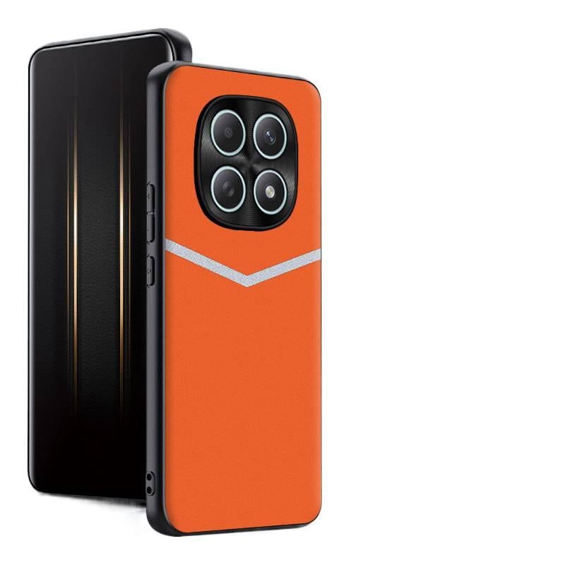 MS Leather Texture Protective Case for Redmi Note 14 with Drop Protection and Full Coverage plus Shockproof plus V-shaped Stitching plus Simple Style in Orange - Image 1