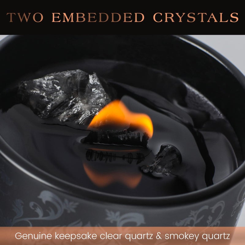 Deep Eden Black Orchid & Pine Moss Scented Crystal Candle - Luxury Manifestation Candle with Smoky Quartz and Clear Quartz Crystals - 7.4oz Natural Soy, Coconut & Beeswax, Wood Wick - Image 4