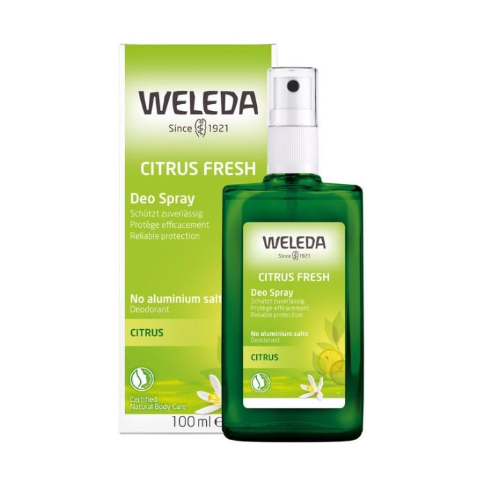 Weleda Citrus 24H Deodorant Spray, Natural Freshness, Aluminum-Free, Non-Aerosol, Skin-Friendly, 100ml