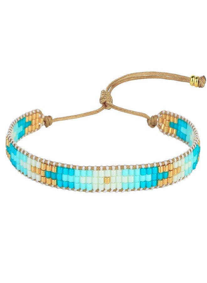 KELITCH Rainbow Color Beaded Bracelets Splicing Shape Strand Bracelets Friendship Women Bangles Jewelry (Light Blue 16D) - Image 1