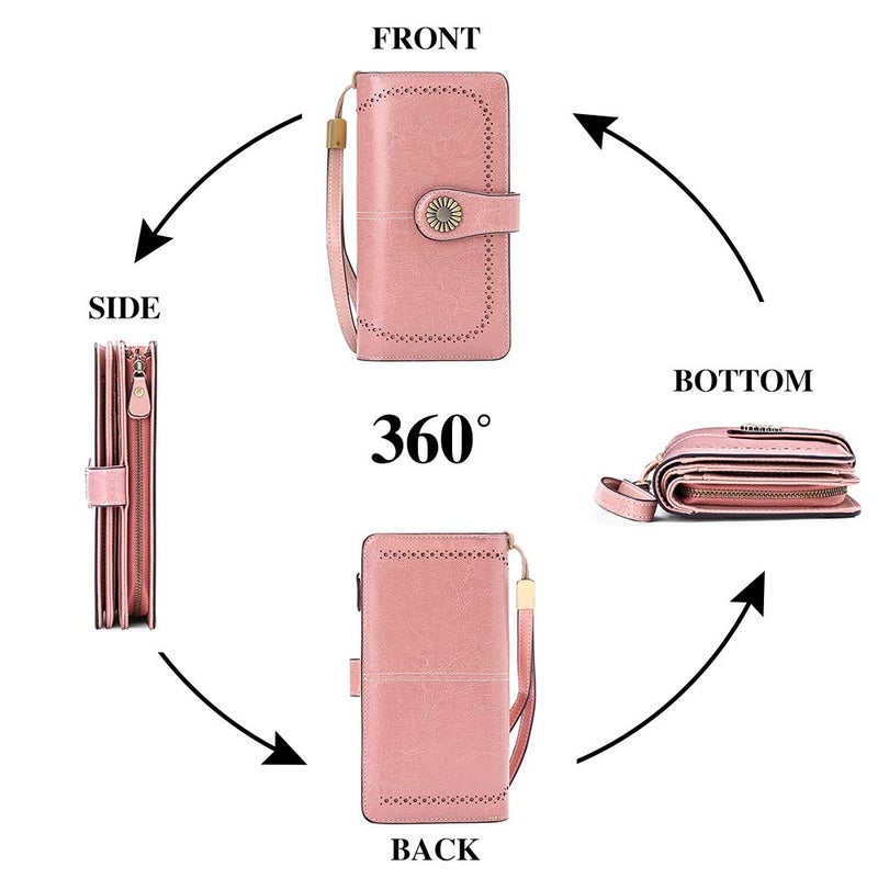 SENDEFN Wallets for Women Leather Credit Card Holder with RFID Blocking Large Capacity Wristlet - Image 3