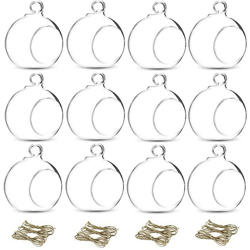 NUPTIO Glass Terrarium Globe Ornaments 12 Pcs 3.15" Diameter Small Terrariums Hanging Tea Light Candle Holders Home Wedding Party Centerpieces - Image 1