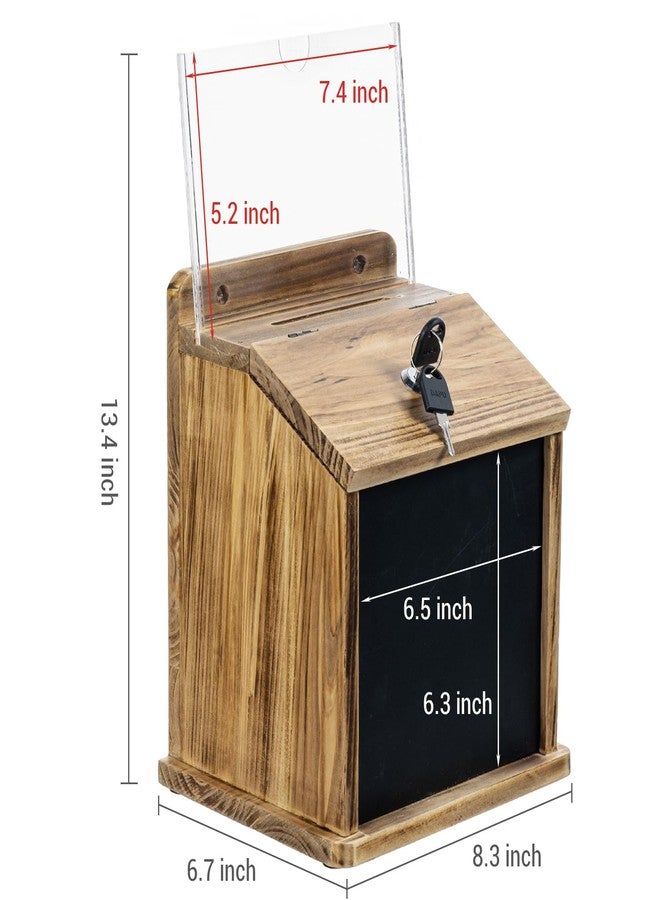 MyGift Tip Jar, Donation Box for Fundraising, Wood Suggestion Box with Lock and Key, Comment Ballot Raffle Box Wall Mountable, Clear Acrylic Sign Holder, Chalkboard Surface - Image 5