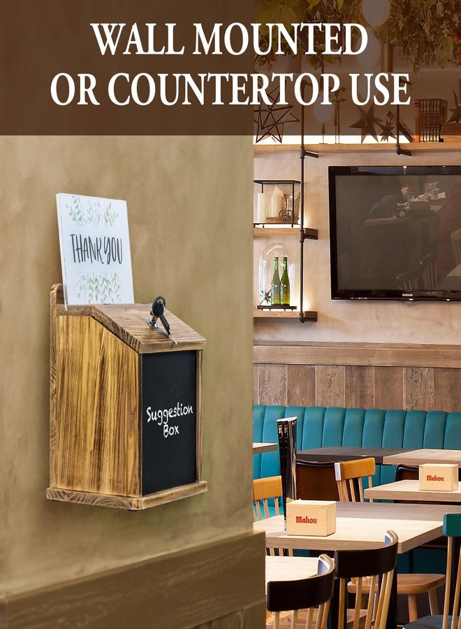 MyGift Tip Jar, Donation Box for Fundraising, Wood Suggestion Box with Lock and Key, Comment Ballot Raffle Box Wall Mountable, Clear Acrylic Sign Holder, Chalkboard Surface - Image 4