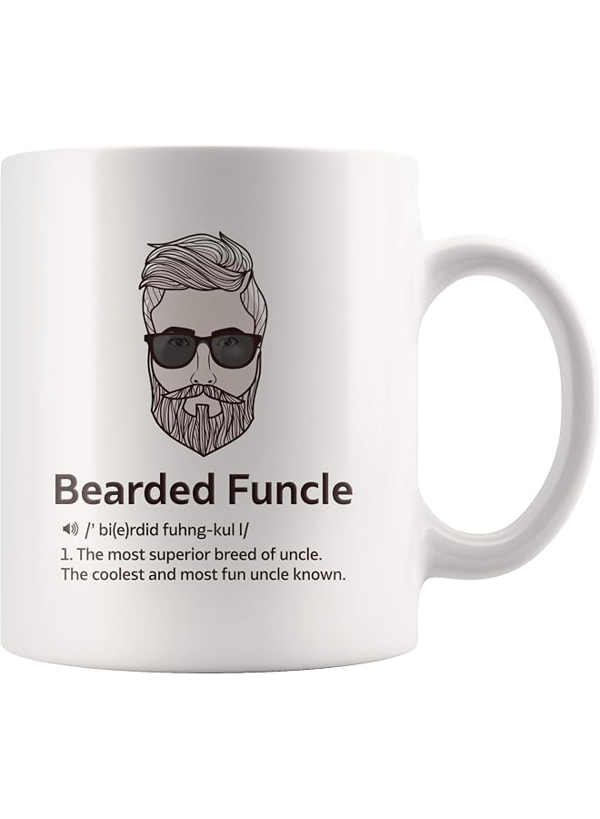 Bearded Funcle Definition Mug Uncle From Niece Nephew BrSister Father's Day Funny Ceramic Coffee Cup 11 oz White