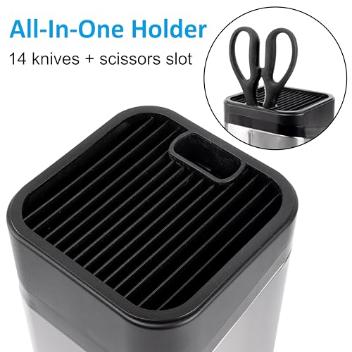 RedCall Kitchen Knife Holder,Stainless Steel Universal Knife Block for Kitchen Counter,Space-Saving Knife Storage Organizer Countertop,Knife Block Holder without Knives (Black) - Image 3