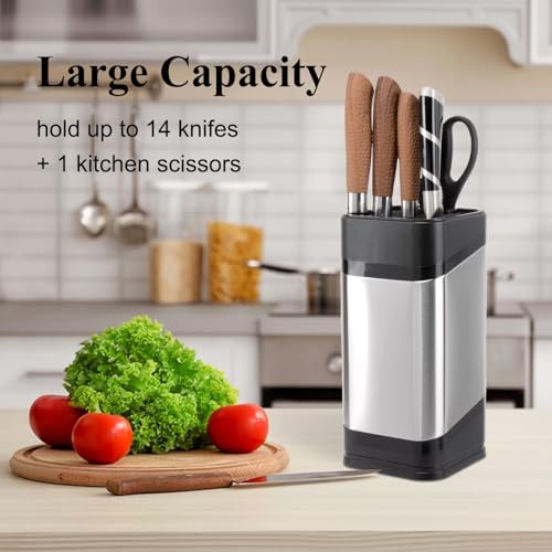 RedCall Kitchen Knife Holder,Stainless Steel Universal Knife Block for Kitchen Counter,Space-Saving Knife Storage Organizer Countertop,Knife Block Holder without Knives (Black) - Image 2