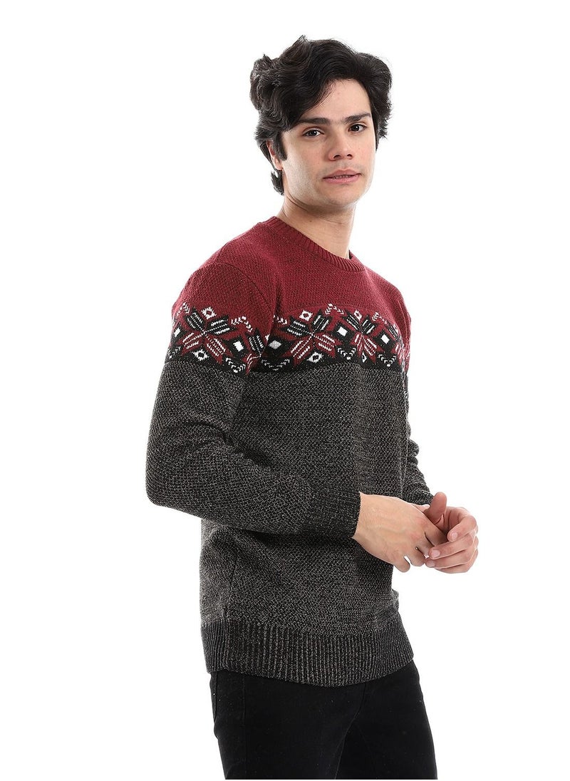 Caesar - Wool Mens Pullover With Multi Design - Image 1