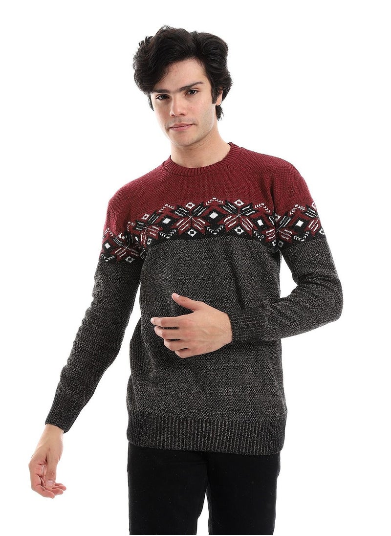 Caesar - Wool Mens Pullover With Multi Design - Image 1