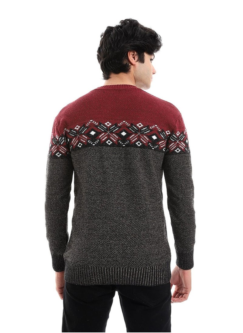 Caesar - Wool Mens Pullover With Multi Design - Image 1