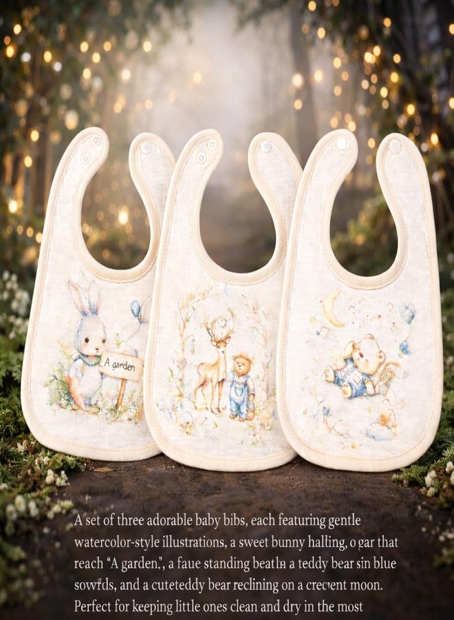 TENIYU Pack of 4 Baby Bibs for Newborn & Infant | Soft Cotton Absorbent Feeding Bibs | Adjustable Snap Closure | Cute Cartoon Printed Bibs for Boys & Girls | Reusable Drool & Feeding Bib Set - Image 5