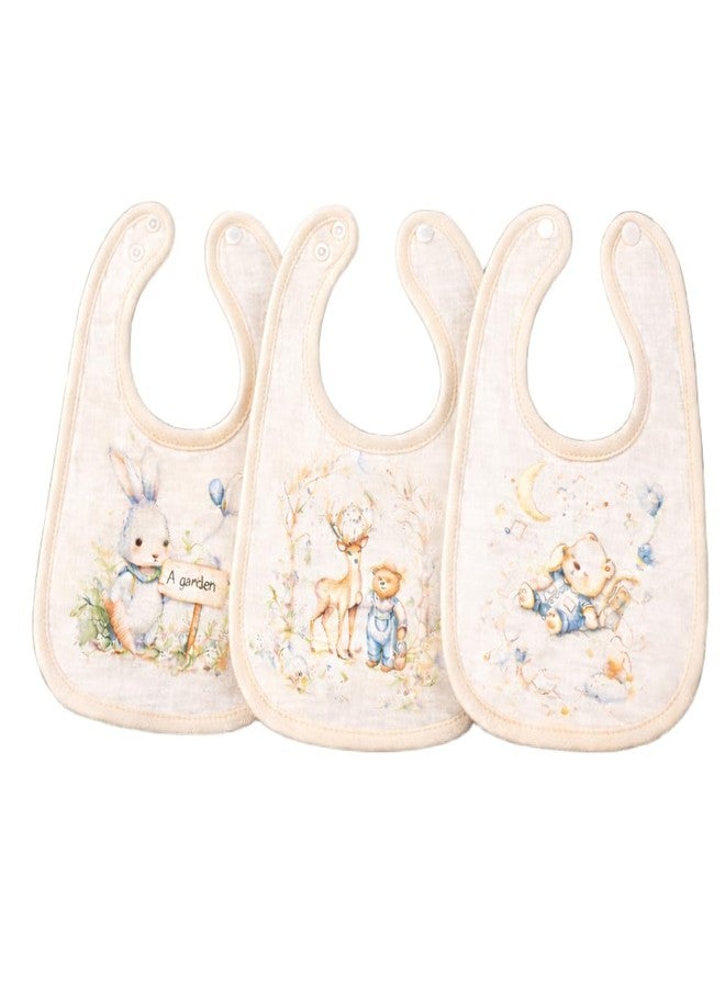 TENIYU Pack of 4 Baby Bibs for Newborn & Infant | Soft Cotton Absorbent Feeding Bibs | Adjustable Snap Closure | Cute Cartoon Printed Bibs for Boys & Girls | Reusable Drool & Feeding Bib Set - Image 1