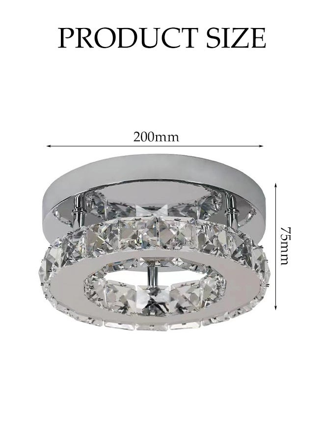 DUNISO Crystal Ceiling Lamp, Corridor Lamp, Entrance Lamp, Three-Color Adjustable Lighting, Balcony Cloakroom Aisle Lamp, Round Chandelier, Suitable For Corridor Entrance, Dining Room, Living Room, Study, Bedroom, Stairwell  - Image 2