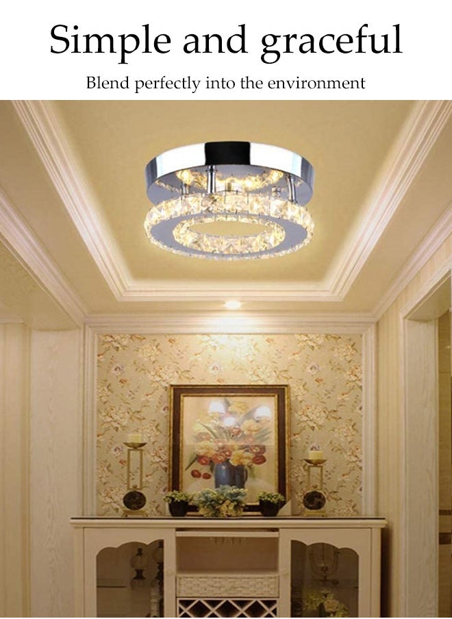 DUNISO Crystal Ceiling Lamp, Corridor Lamp, Entrance Lamp, Three-Color Adjustable Lighting, Balcony Cloakroom Aisle Lamp, Round Chandelier, Suitable For Corridor Entrance, Dining Room, Living Room, Study, Bedroom, Stairwell  - Image 5