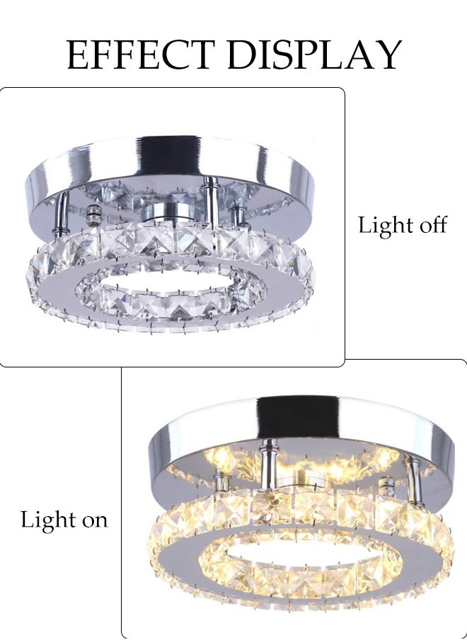 DUNISO Crystal Ceiling Lamp, Corridor Lamp, Entrance Lamp, Three-Color Adjustable Lighting, Balcony Cloakroom Aisle Lamp, Round Chandelier, Suitable For Corridor Entrance, Dining Room, Living Room, Study, Bedroom, Stairwell  - Image 4