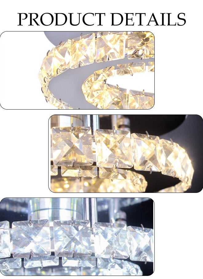 DUNISO Crystal Ceiling Lamp, Corridor Lamp, Entrance Lamp, Three-Color Adjustable Lighting, Balcony Cloakroom Aisle Lamp, Round Chandelier, Suitable For Corridor Entrance, Dining Room, Living Room, Study, Bedroom, Stairwell  - Image 3