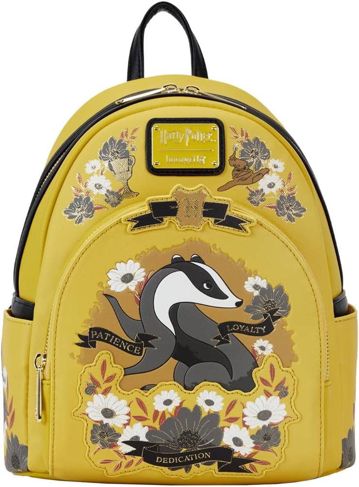 Loungefly Loungefly Harry Potter Hufflepuff House Floral Tattoo Mini Backpack - Image 1