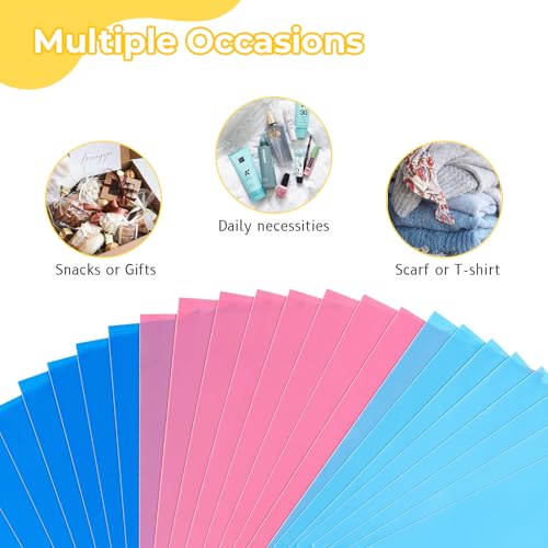 Umikk Merchandise Bags - 180 Pcs, 12 x 15 Glossy Plastic Shopping Bags in Bulk, Handles, Pink & Blue gift and boutique bags - Image 4