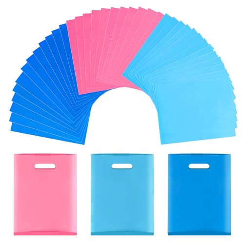 Umikk Merchandise Bags - 180 Pcs, 12 x 15 Glossy Plastic Shopping Bags in Bulk, Handles, Pink & Blue gift and boutique bags - Image 1