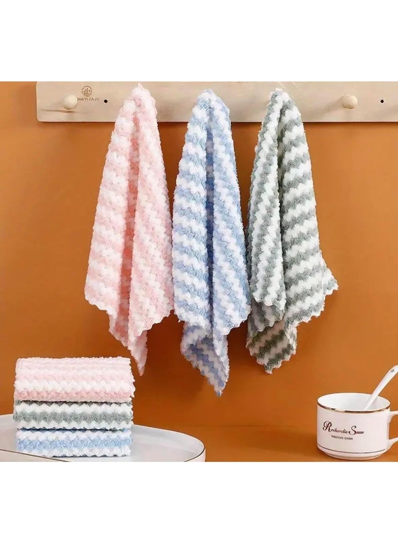 مخطوطات طقم مناشف يد للحمام مكون من 10 قطع، منشفة يد للحمام خالية من الزيوت، منشفة وجه ناعمة عالية الامتصاص للبالغين والأطفال للحمام والمطبخ، 25 × 25 سم (متعددة الألوان) - Image 5
