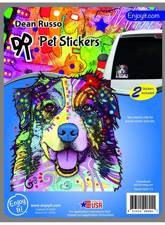 Enjoy it Australian Shepherd Sticker Featuing The Artwork Of Dean Russo Outdoor Rated Vinyl Sticker Decals For Windows Bumpers Laptops Or Crafts 2 Pieces - Image 1