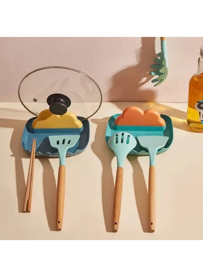 Green Cloud Kitchen Organizer Rack For Spatulas Spoons Pot Lids Compact Countertop Storage - Image 5