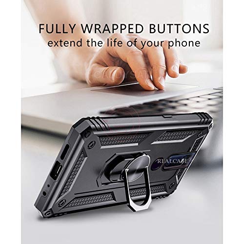 REALCASE Oppo F11 Pro Back Cover, Stylish, Heavy Duty Polycarbonate Dual Layer Hybrid Armor Ring Holder Kickstand, Shock Proof Bumper Case Back Cover for Oppo F11 Pro (R Black) - Image 3