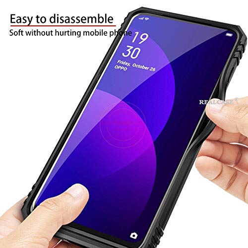 REALCASE Oppo F11 Pro Back Cover, Stylish, Heavy Duty Polycarbonate Dual Layer Hybrid Armor Ring Holder Kickstand, Shock Proof Bumper Case Back Cover for Oppo F11 Pro (R Black) - Image 4