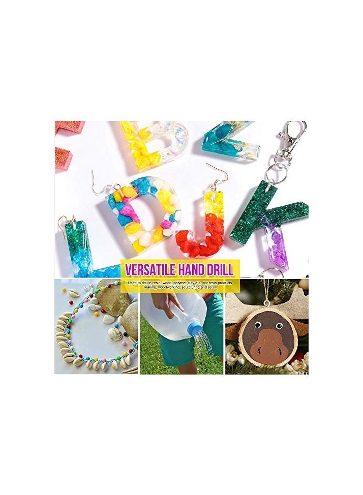 Hand Drill for Resin Molds, 12 cm Black Pin Vise with 10 PCS Steel Bits (0.8-3mm), Drilling Holes in Epoxy Polymer Clay Wood, Making Jewelry Keychain Pendant Casting Bit Precision Arts Crafts(Black) - Image 3