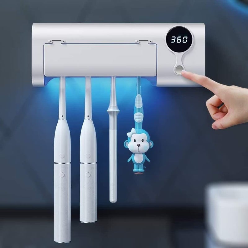 MIMORE Toothbrush Holder, 4 Toothbrush Slots & Timer Function, Cordless Wall Mounted Toothbrush Holders for Bathrooms - Image 1
