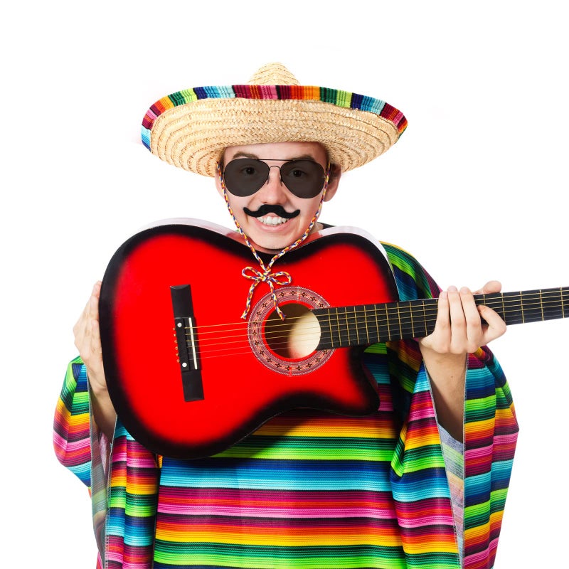 Yahenda Mexican Costume Accessories Set: Serape Poncho, Sombrero Hat, Sunglasses, and Mustache for Adults - Cinco De Mayo Fiesta, Rainbow, Adult Size - Image 2