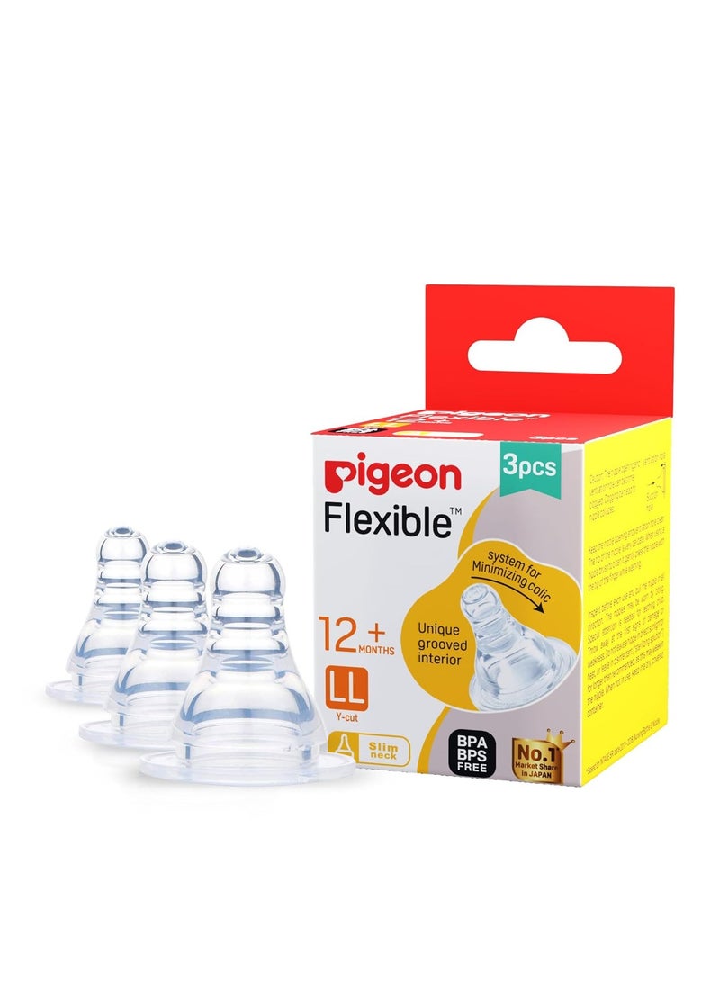 pigeon Pigeon Peristaltic Nipple LL Y Cut,for 12+ Month Babies,BPS Free,BPA Free,Pack of 3  - Image 1