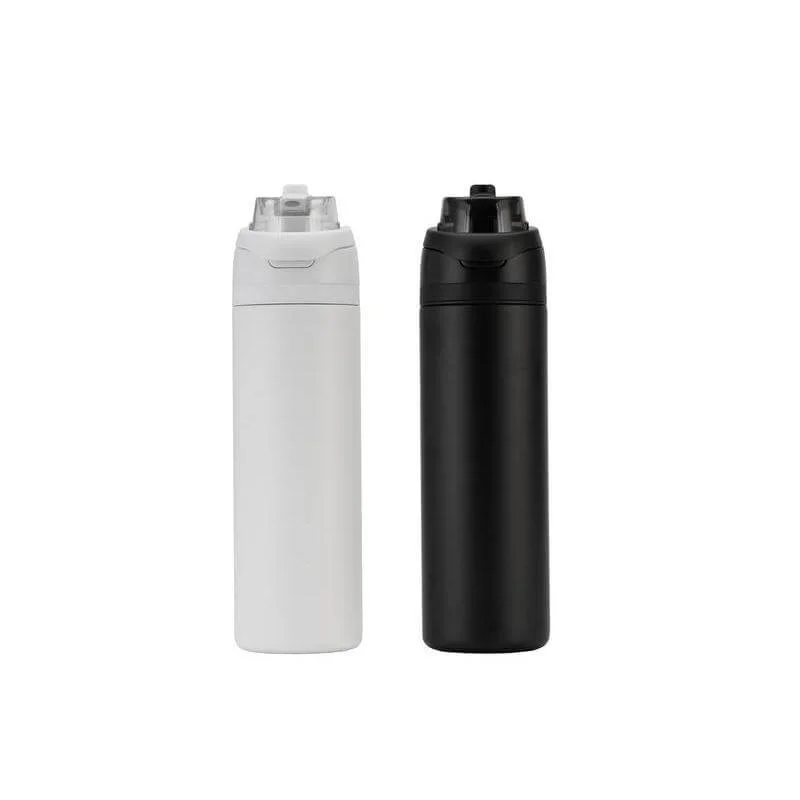 Hans Larsen Black Hans Larsen Aero Sip Recycled Stainless Steel Water Bottle 750ml Dual Sip Lid with Straw & Drinking Hole, Leakproof Travel Bottle, Sleek Matte Finish, Eco-Friendly Reusable For Sports & Office - Black  | Best Price UAE