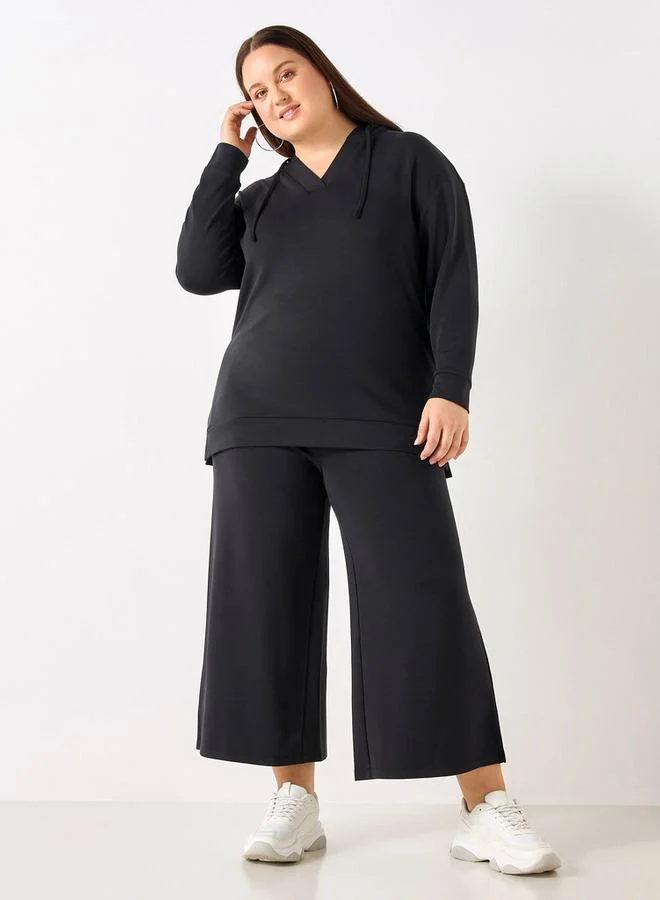Ulla Popken Plus Size Ulla Popken Hooded Sweatshirt with Long Sleeves